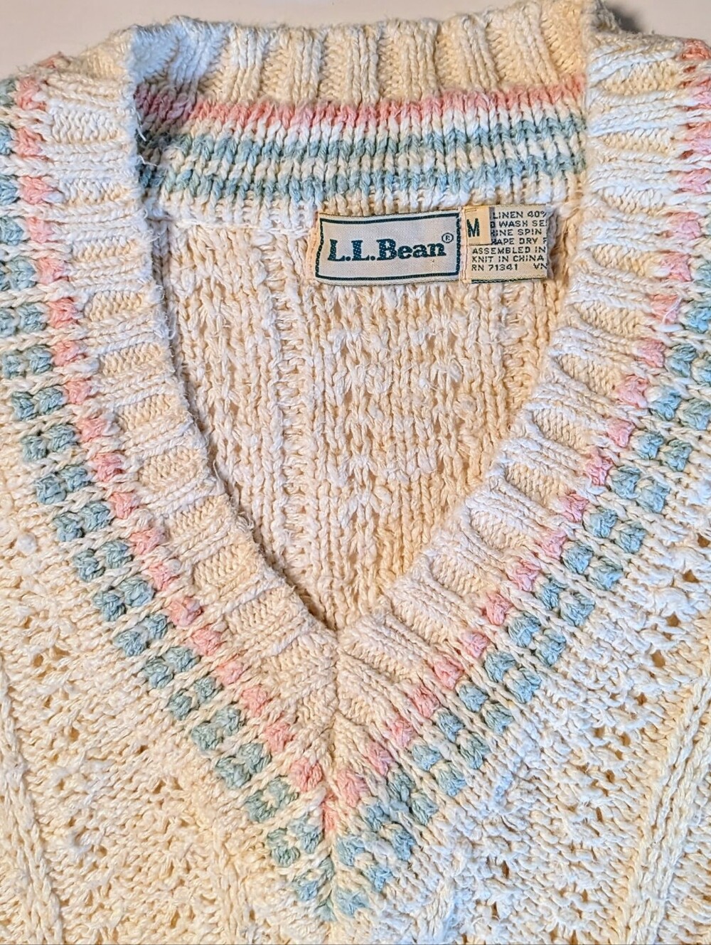 LL Bean Signature Fisherman Sweater Vintage Women's Medium